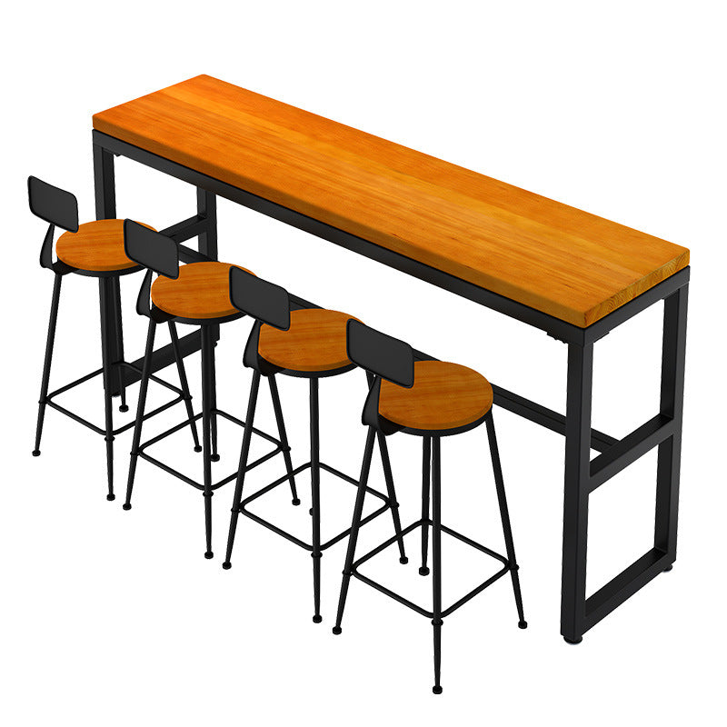 Dark Brown Modern Style Bar Table in Solid Wood and Metal Balcony Bar Table