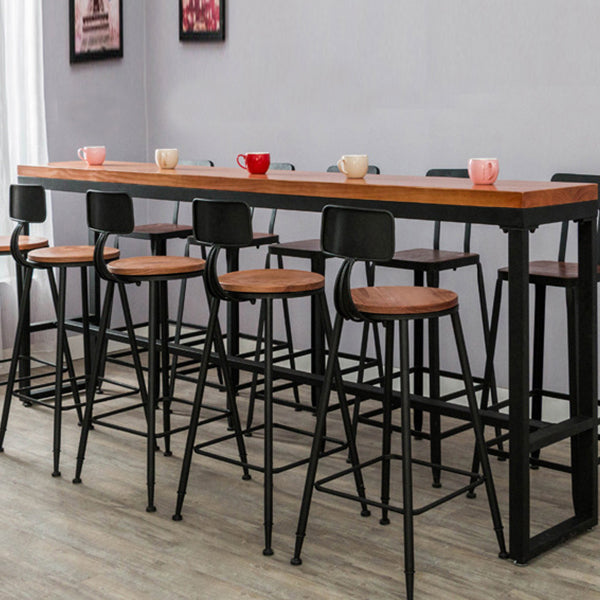 Dark Brown Modern Style Bar Table in Solid Wood and Metal Balcony Bar Table