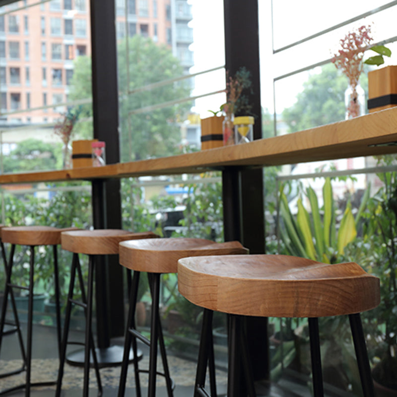 Modern Style Metal Bar Stool with Footrest Milk Tea Shop Bar Stool 30- Inches