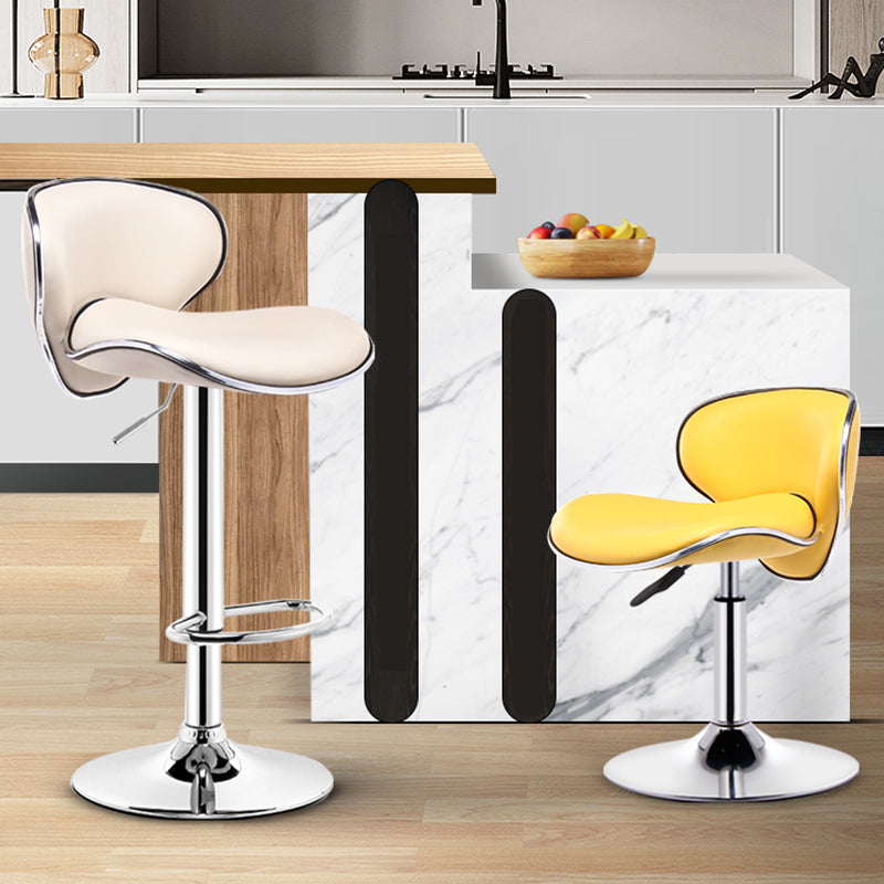 Modern Rotatable Backrest Counter Stool Steel Cashier Bar Stool with Leather Cushion