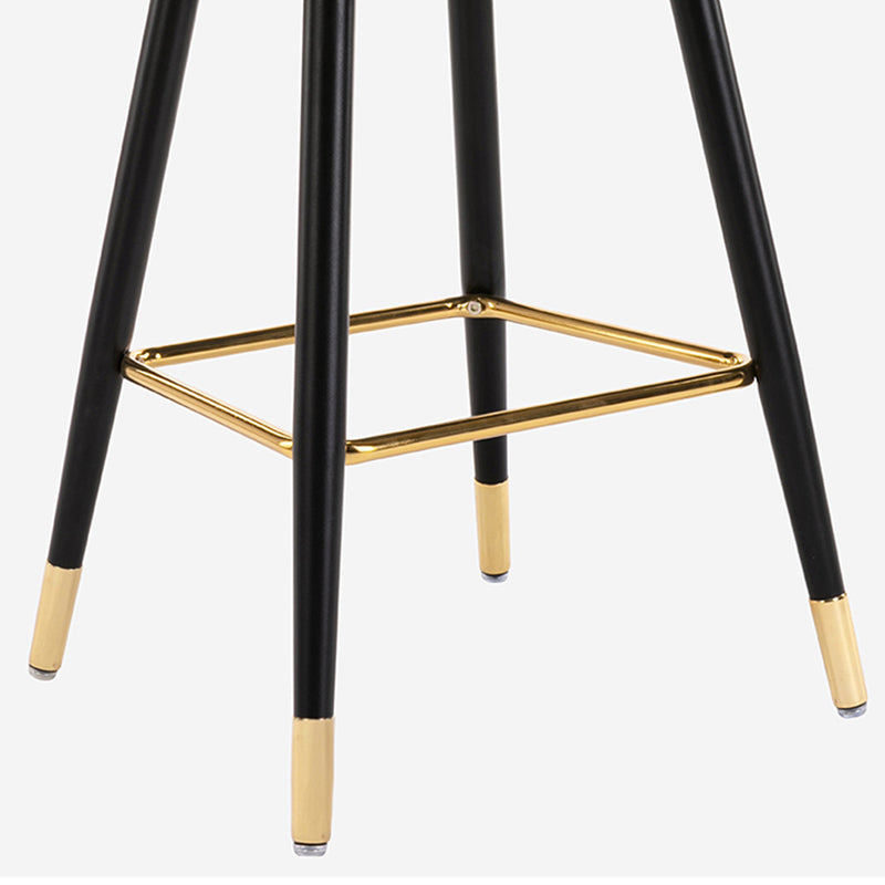 Modern Armless Backrest Counter Stool Iron Bedroom Bar Stool with Cushion and Pedal