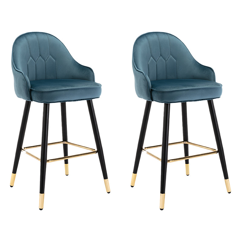 Modern Armless Backrest Counter Stool Iron Bedroom Bar Stool with Cushion and Pedal