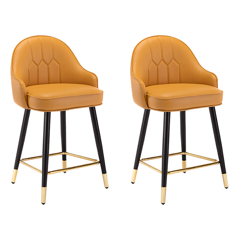 Modern Armless Backrest Counter Stool Iron Bedroom Bar Stool with Cushion and Pedal