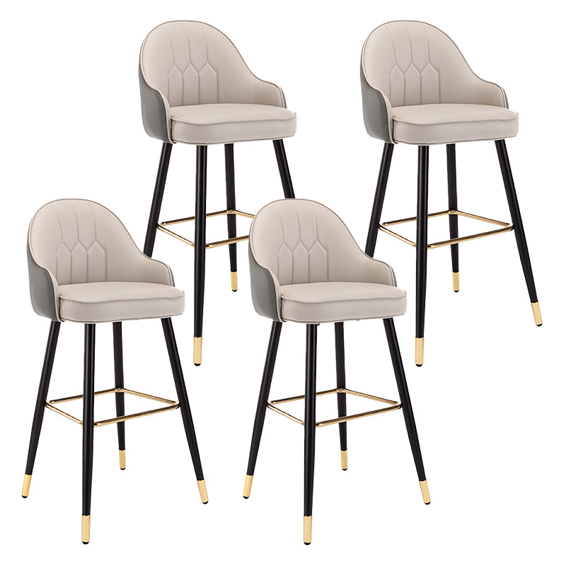 Modern Armless Backrest Counter Stool Iron Bedroom Bar Stool with Cushion and Pedal