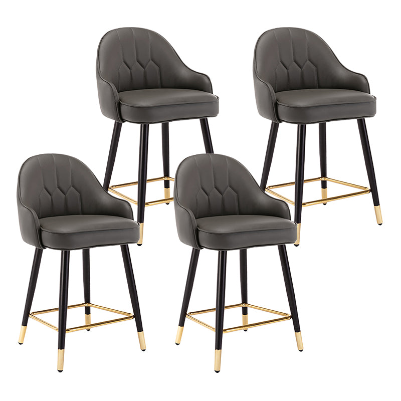 Modern Armless Backrest Counter Stool Iron Bedroom Bar Stool with Cushion and Pedal