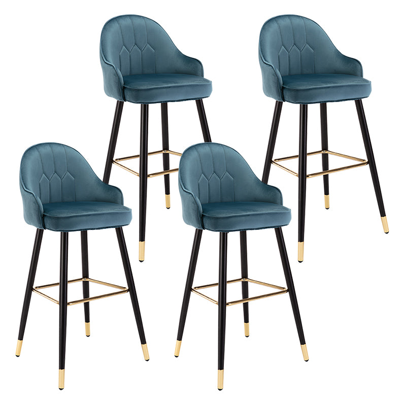Modern Armless Backrest Counter Stool Iron Bedroom Bar Stool with Cushion and Pedal