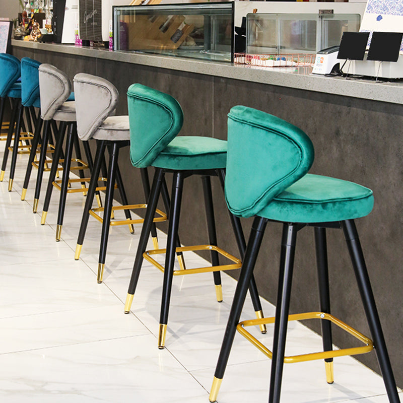 Modern Armless Backrest Counter Stool Iron Study Bar Stool with Cushion and Pedal