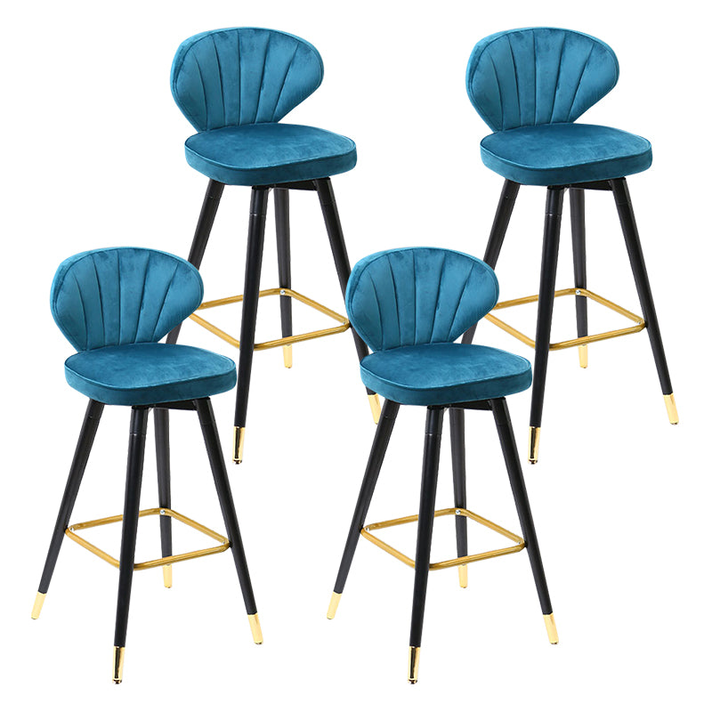 Modern Armless Backrest Counter Stool Iron Study Bar Stool with Cushion and Pedal