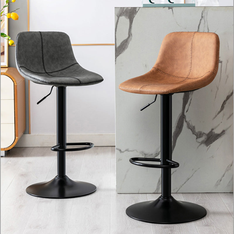 Modern Leather Adjustable Height Barstool Indoor Bar Stool with Low Back