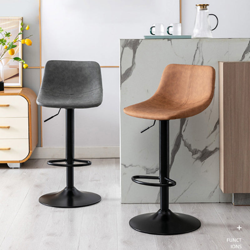 Modern Leather Adjustable Height Barstool Indoor Bar Stool with Low Back