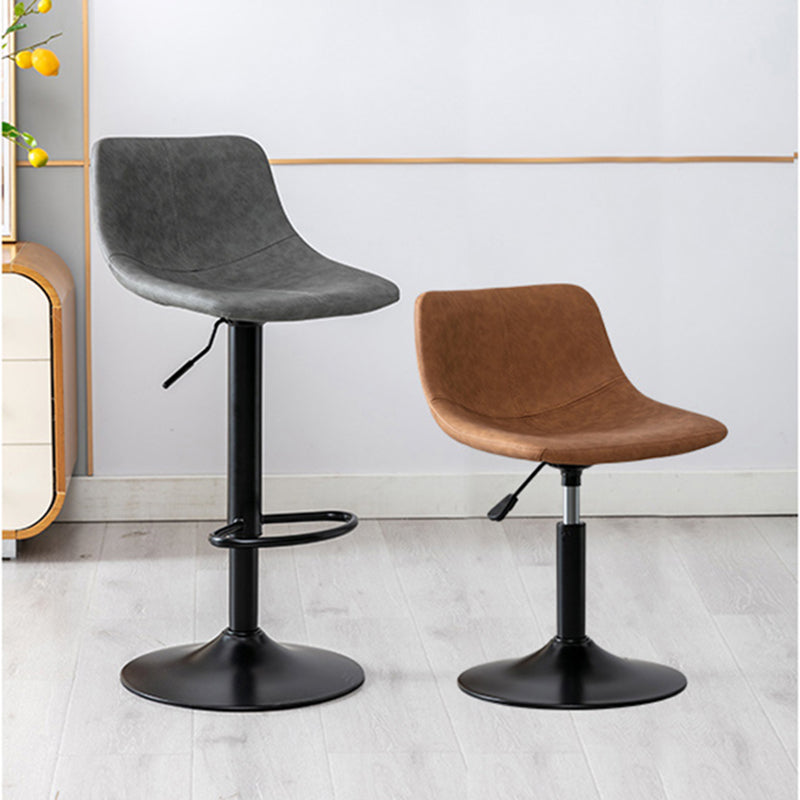 Modern Leather Adjustable Height Barstool Indoor Bar Stool with Low Back