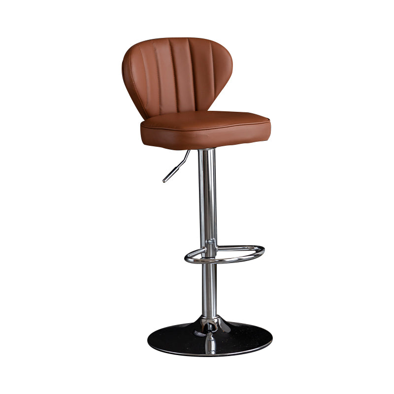 Contemporary Leather Swivel Barstool Indoor Bar Stool with Iron Legs and Low Back