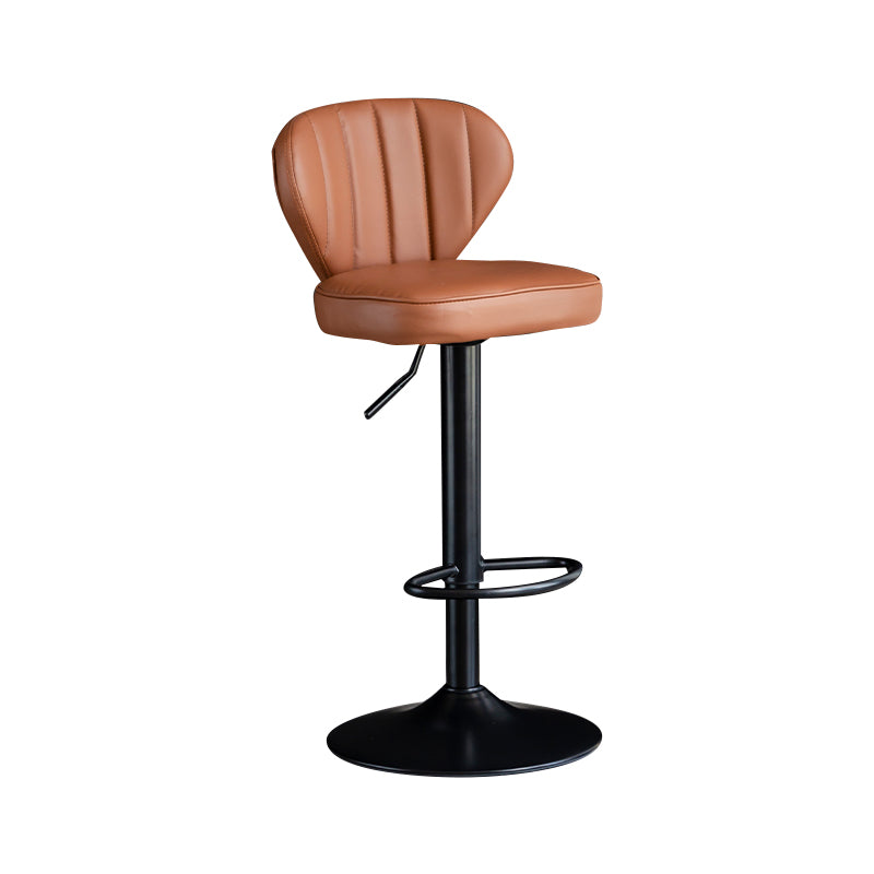 Contemporary Leather Swivel Barstool Indoor Bar Stool with Iron Legs and Low Back