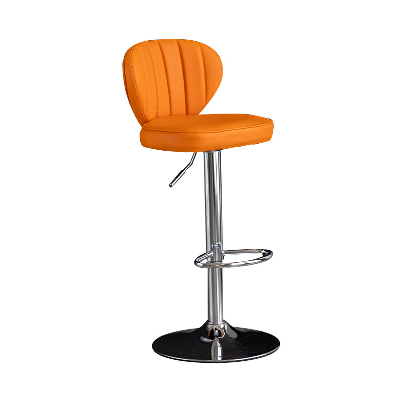 Contemporary Leather Swivel Barstool Indoor Bar Stool with Iron Legs and Low Back