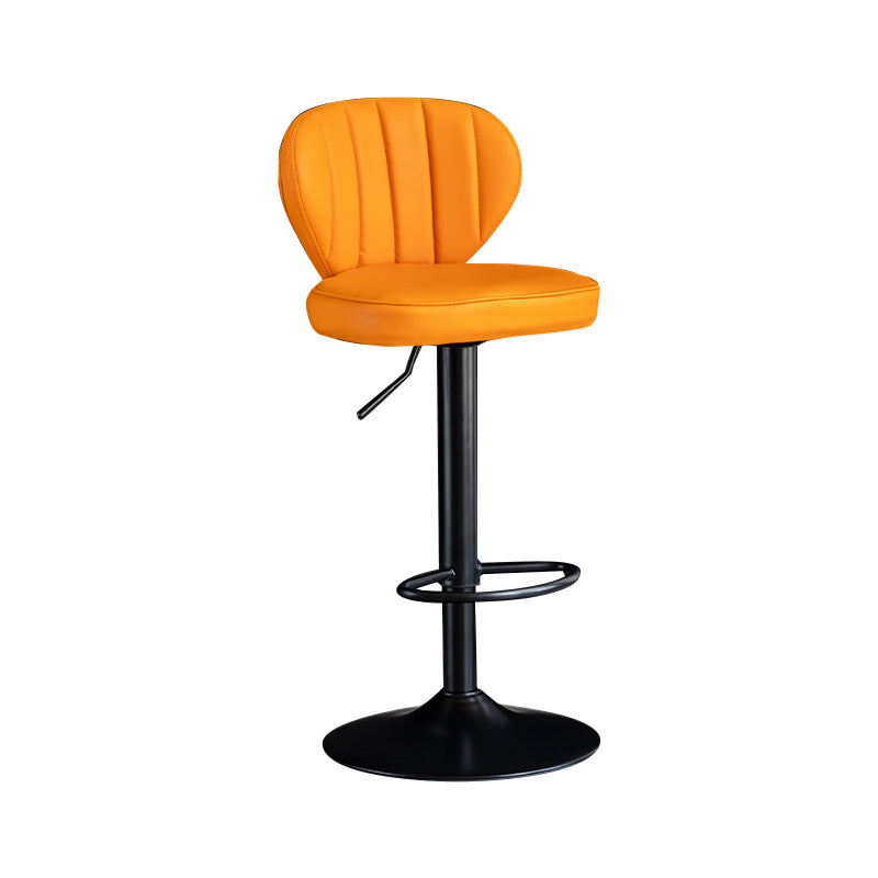 Contemporary Leather Swivel Barstool Indoor Bar Stool with Iron Legs and Low Back