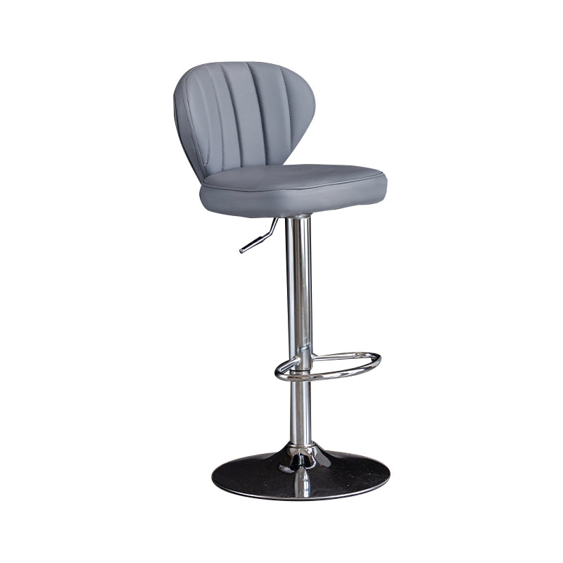 Contemporary Leather Swivel Barstool Indoor Bar Stool with Iron Legs and Low Back
