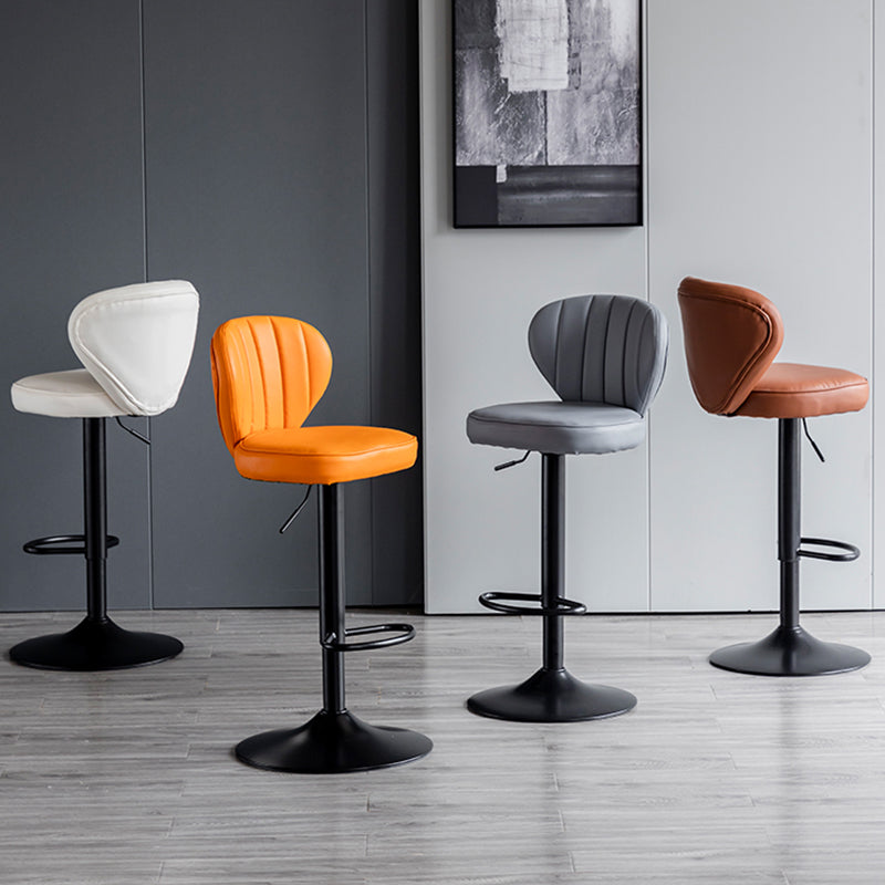 Contemporary Leather Swivel Barstool Indoor Bar Stool with Iron Legs and Low Back