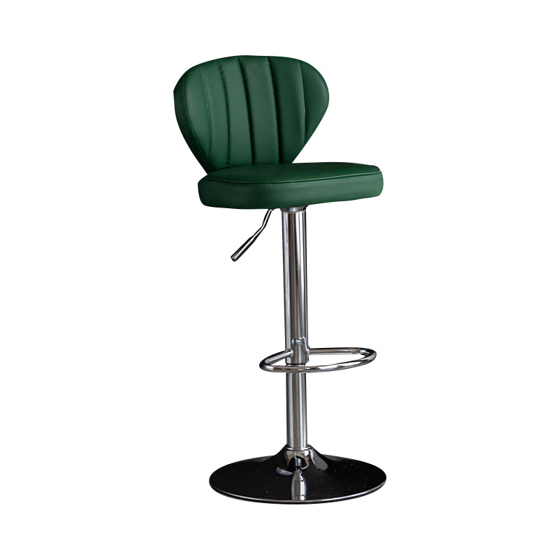 Contemporary Leather Swivel Barstool Indoor Bar Stool with Iron Legs and Low Back