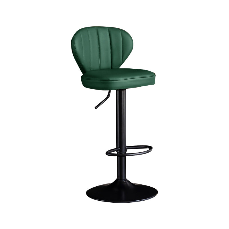 Contemporary Leather Swivel Barstool Indoor Bar Stool with Iron Legs and Low Back