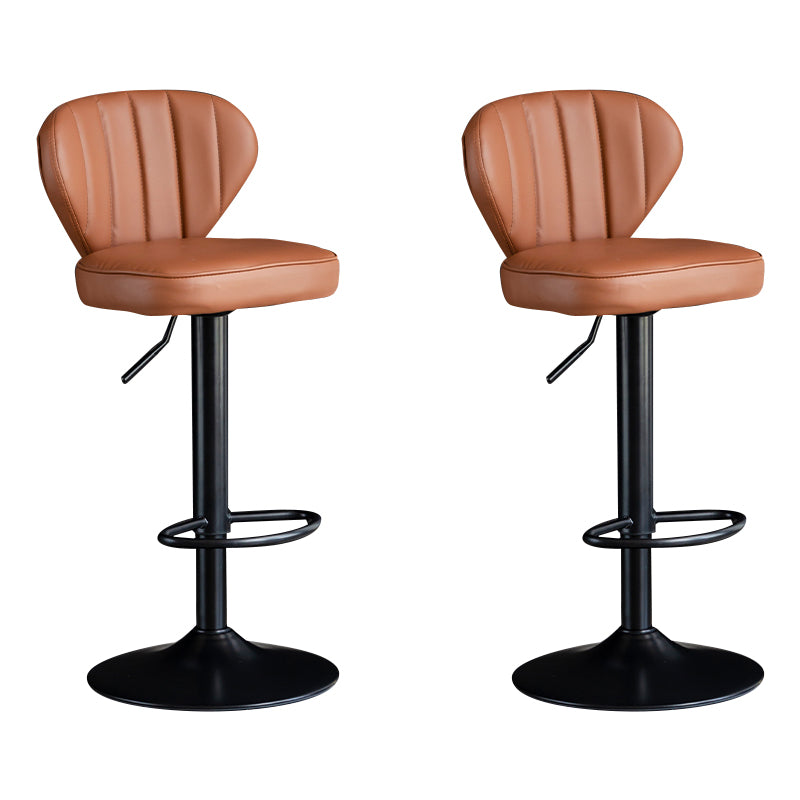Contemporary Leather Swivel Barstool Indoor Bar Stool with Iron Legs and Low Back