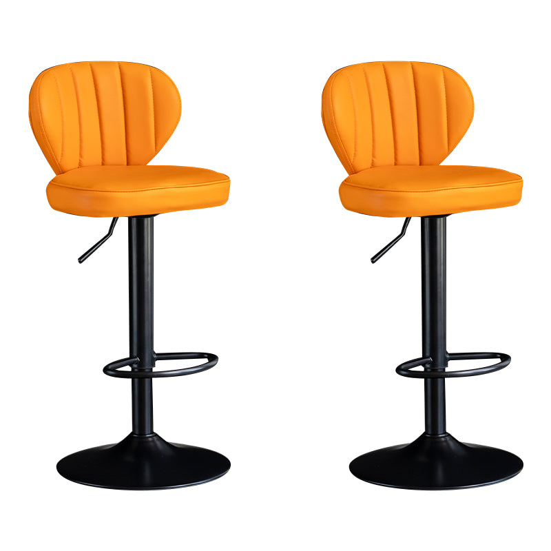 Contemporary Leather Swivel Barstool Indoor Bar Stool with Iron Legs and Low Back