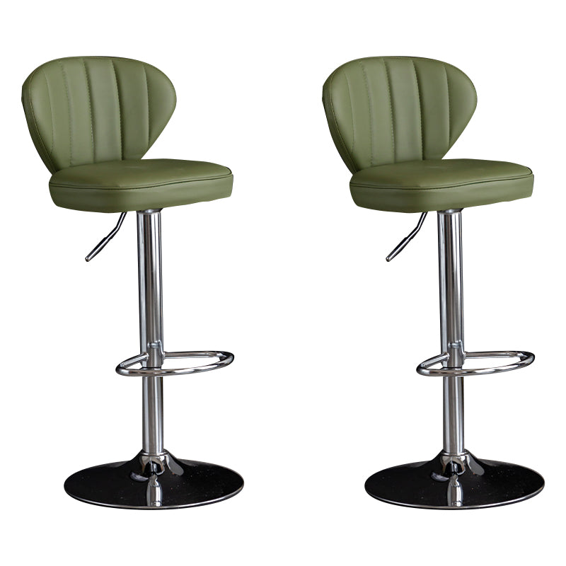 Contemporary Leather Swivel Barstool Indoor Bar Stool with Iron Legs and Low Back