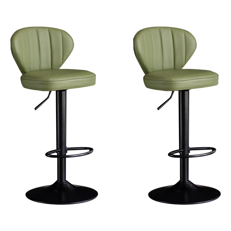 Contemporary Leather Swivel Barstool Indoor Bar Stool with Iron Legs and Low Back