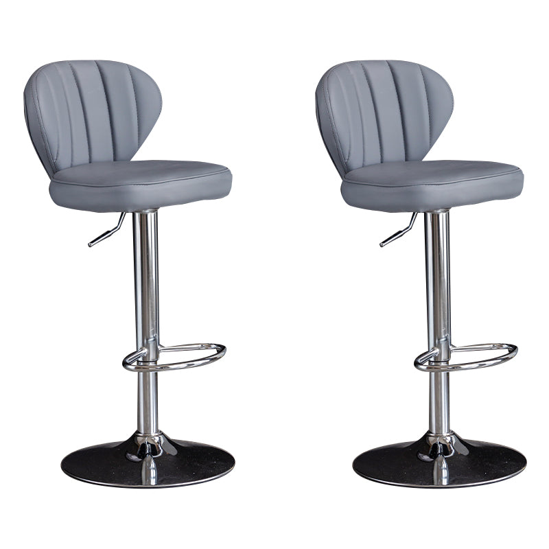 Contemporary Leather Swivel Barstool Indoor Bar Stool with Iron Legs and Low Back
