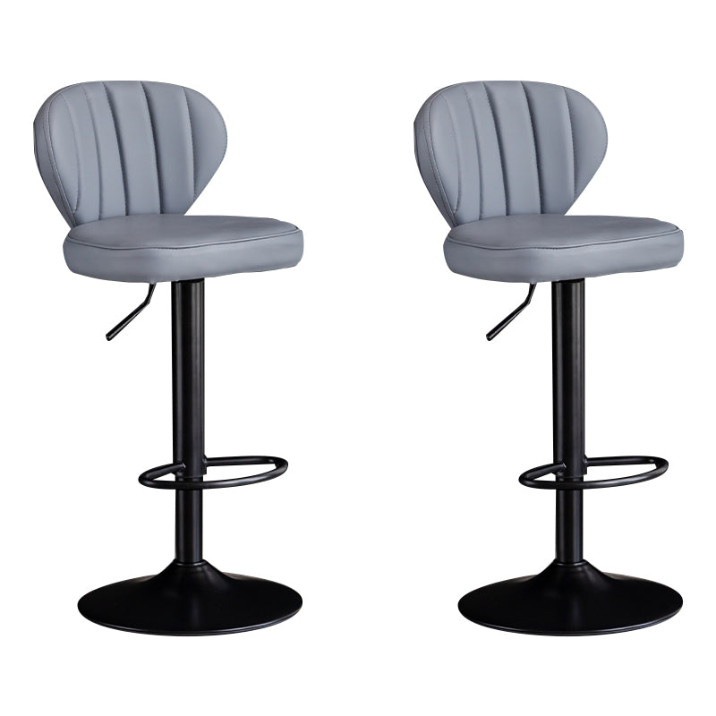 Contemporary Leather Swivel Barstool Indoor Bar Stool with Iron Legs and Low Back