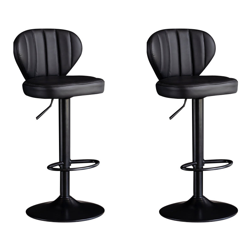 Contemporary Leather Swivel Barstool Indoor Bar Stool with Iron Legs and Low Back