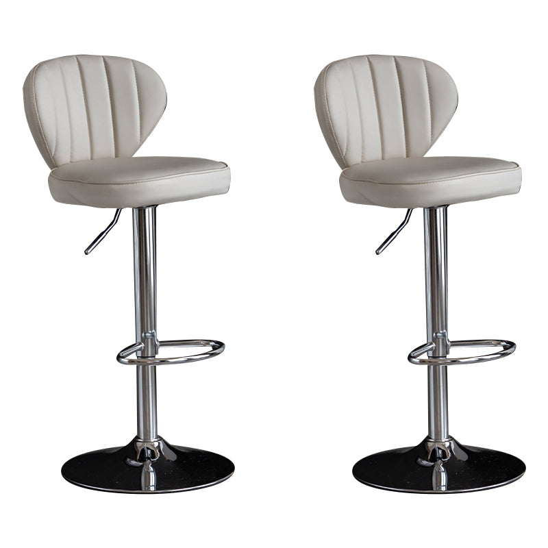 Contemporary Leather Swivel Barstool Indoor Bar Stool with Iron Legs and Low Back