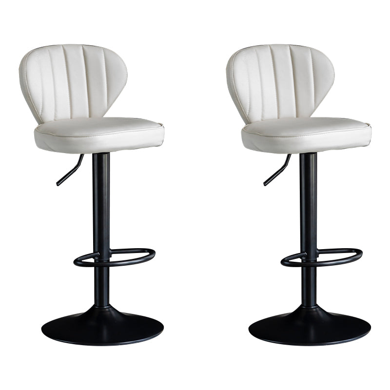 Contemporary Leather Swivel Barstool Indoor Bar Stool with Iron Legs and Low Back