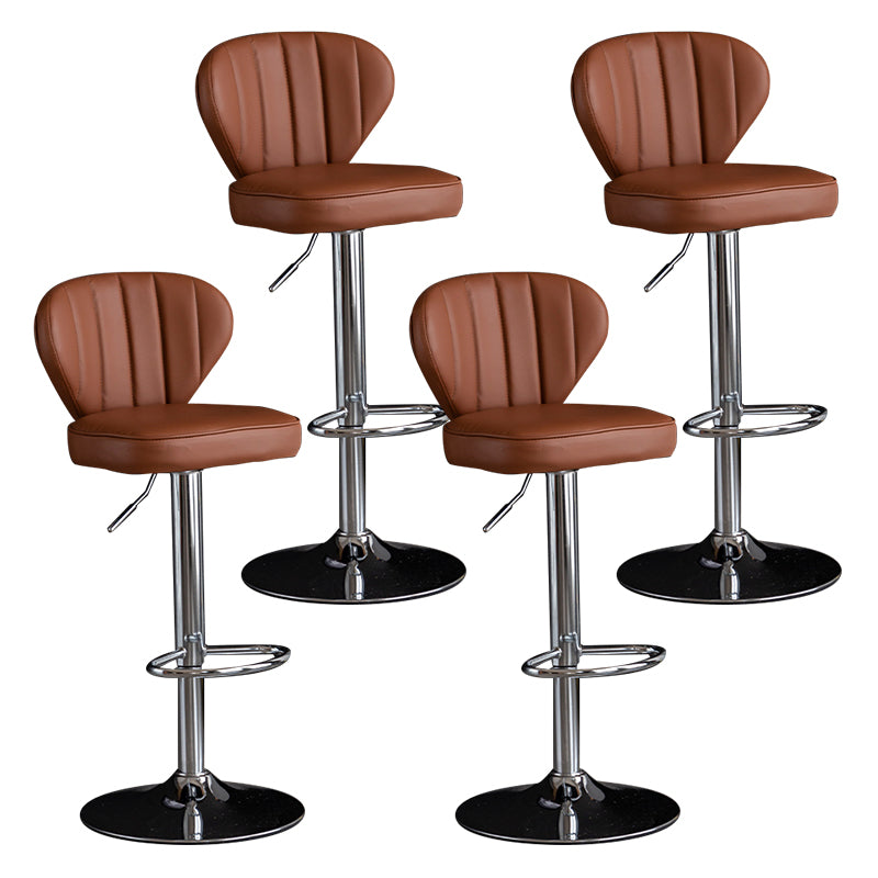 Contemporary Leather Swivel Barstool Indoor Bar Stool with Iron Legs and Low Back