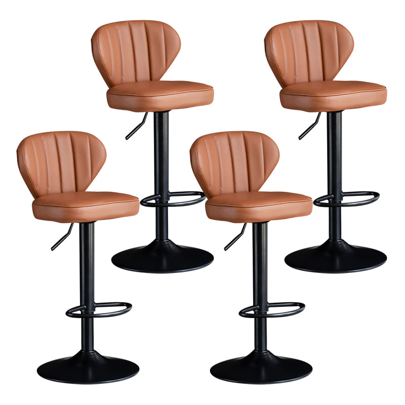 Contemporary Leather Swivel Barstool Indoor Bar Stool with Iron Legs and Low Back