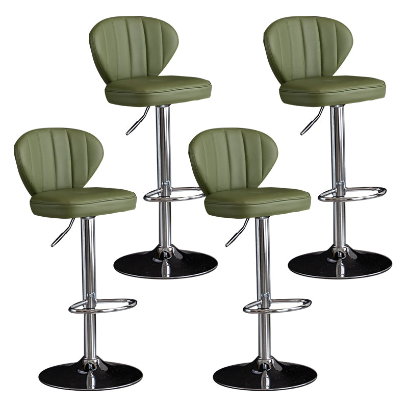 Contemporary Leather Swivel Barstool Indoor Bar Stool with Iron Legs and Low Back