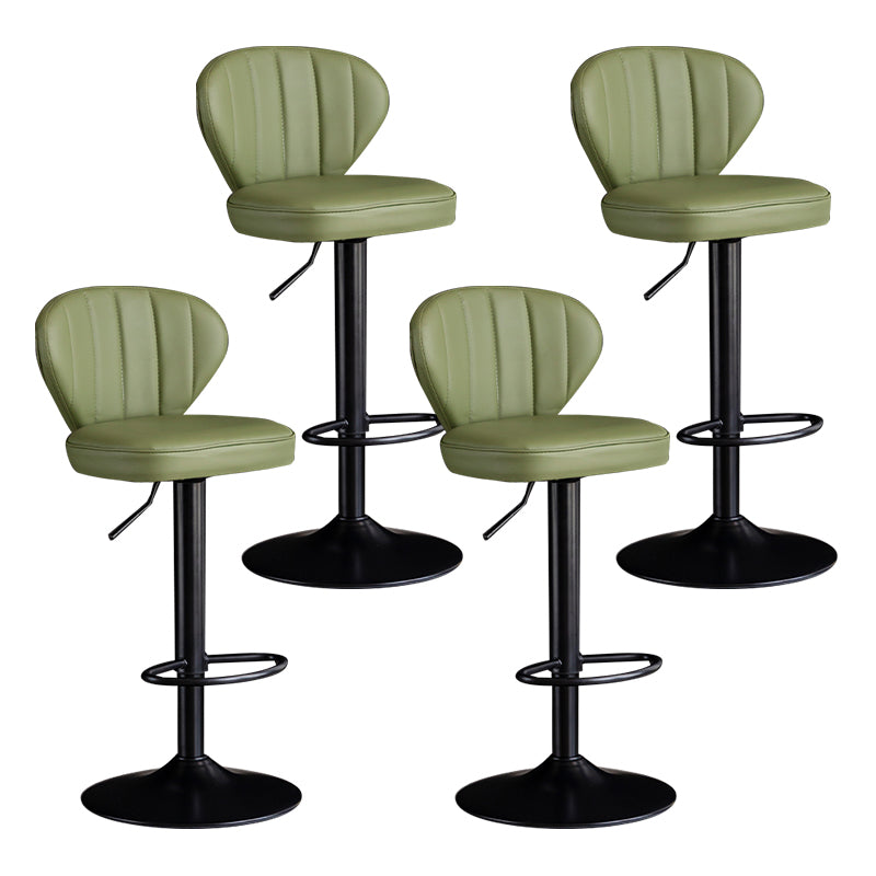 Contemporary Leather Swivel Barstool Indoor Bar Stool with Iron Legs and Low Back
