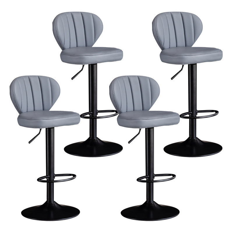Contemporary Leather Swivel Barstool Indoor Bar Stool with Iron Legs and Low Back