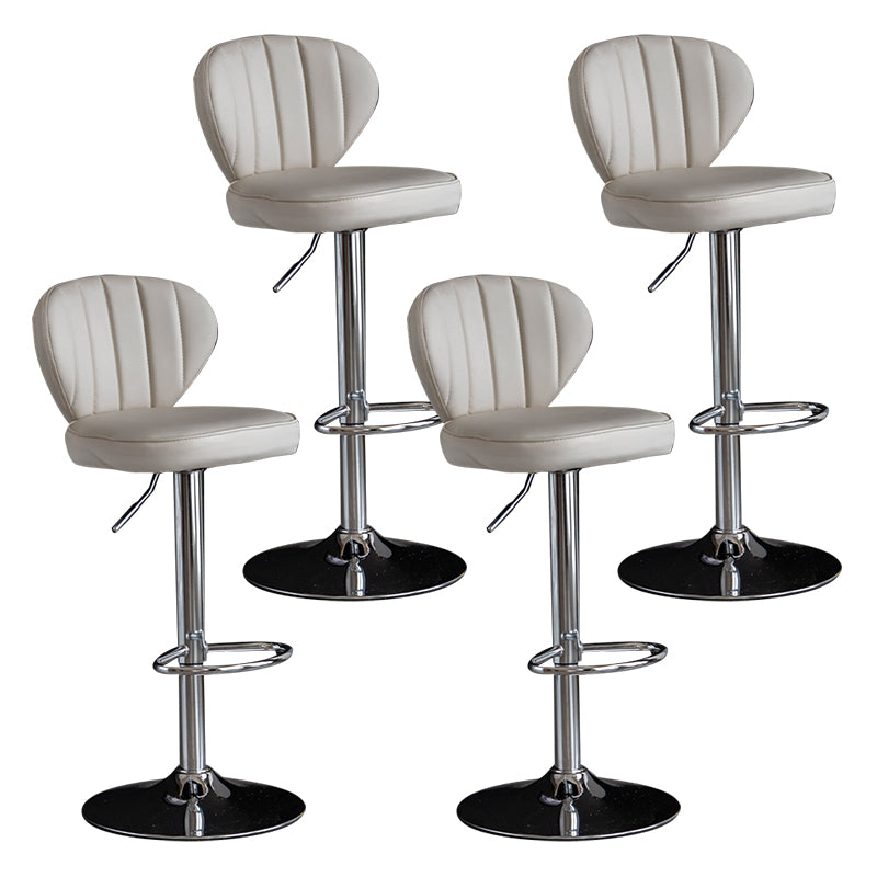 Contemporary Leather Swivel Barstool Indoor Bar Stool with Iron Legs and Low Back