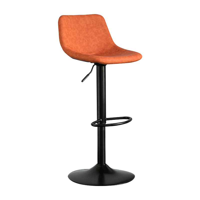 Contemporary Leather Swivel Barstool Indoor Bar Stool with Metal Base and Low Back