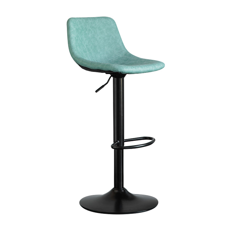 Contemporary Leather Swivel Barstool Indoor Bar Stool with Metal Base and Low Back