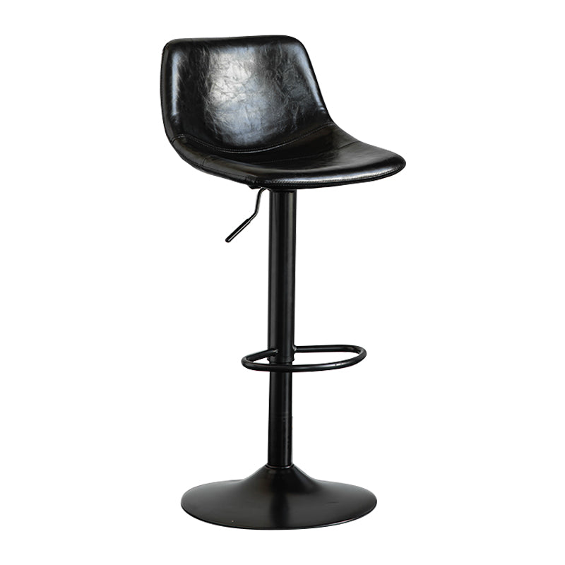 Contemporary Leather Swivel Barstool Indoor Bar Stool with Metal Base and Low Back