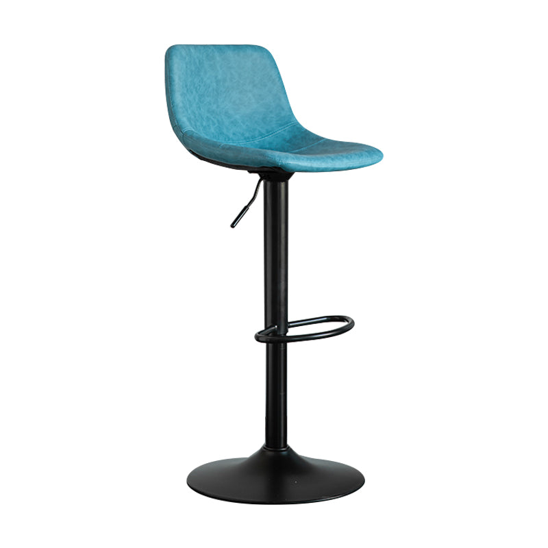 Contemporary Leather Swivel Barstool Indoor Bar Stool with Metal Base and Low Back