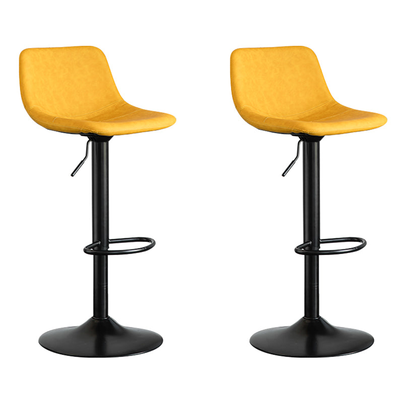 Contemporary Leather Swivel Barstool Indoor Bar Stool with Metal Base and Low Back