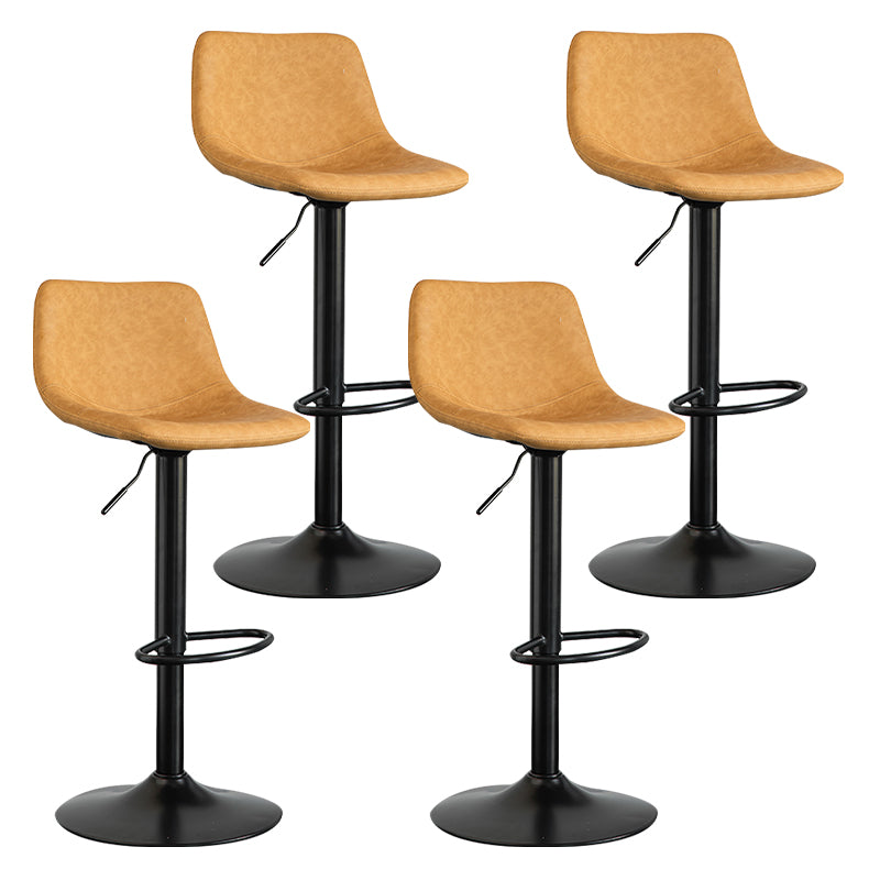 Contemporary Leather Swivel Barstool Indoor Bar Stool with Metal Base and Low Back