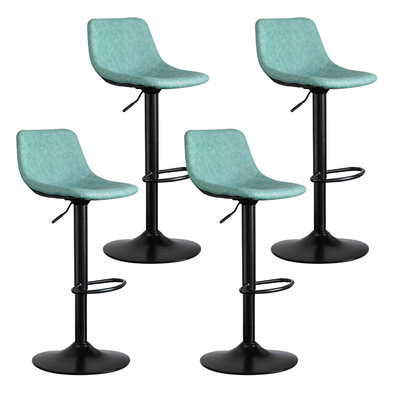 Contemporary Leather Swivel Barstool Indoor Bar Stool with Metal Base and Low Back