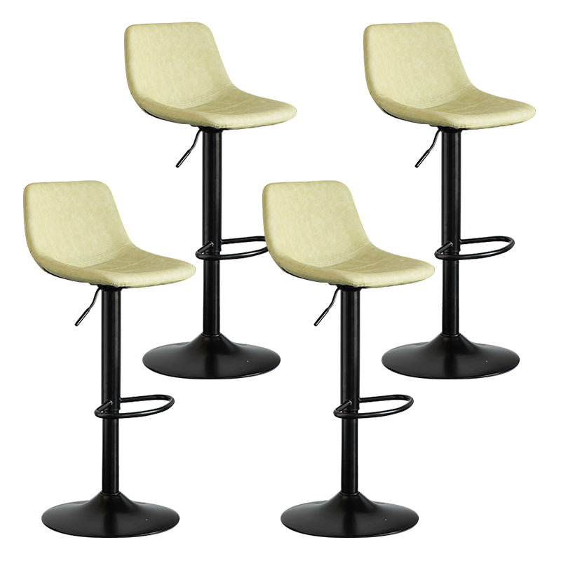 Contemporary Leather Swivel Barstool Indoor Bar Stool with Metal Base and Low Back