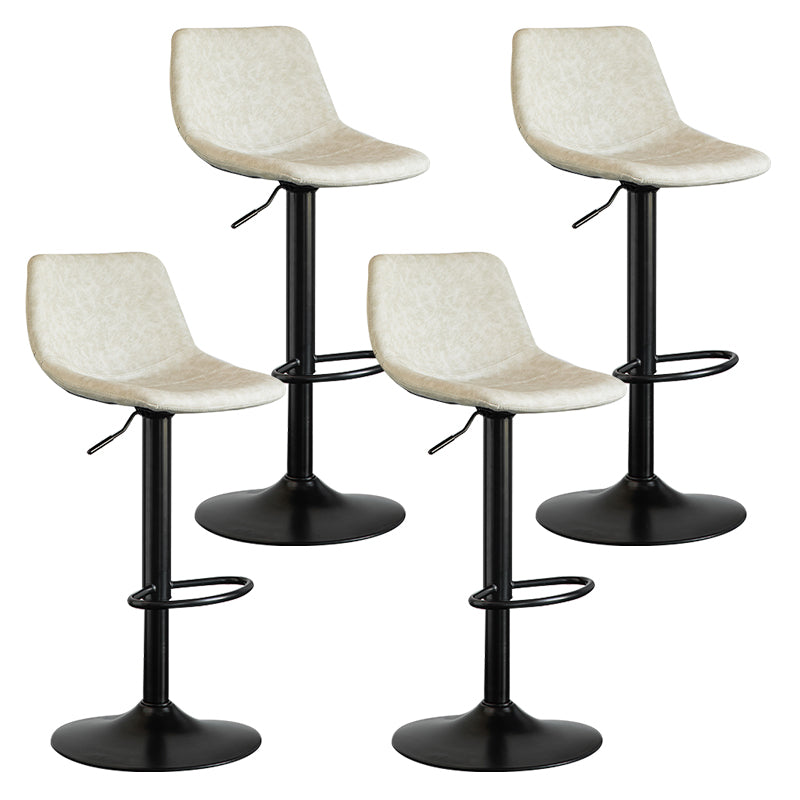 Contemporary Leather Swivel Barstool Indoor Bar Stool with Metal Base and Low Back