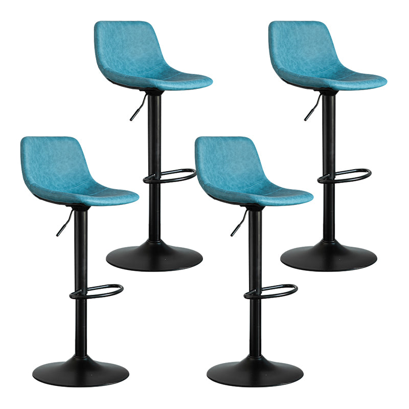 Contemporary Leather Swivel Barstool Indoor Bar Stool with Metal Base and Low Back
