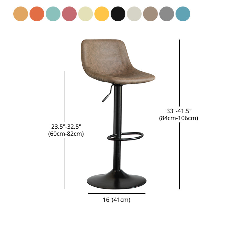 Contemporary Leather Swivel Barstool Indoor Bar Stool with Metal Base and Low Back