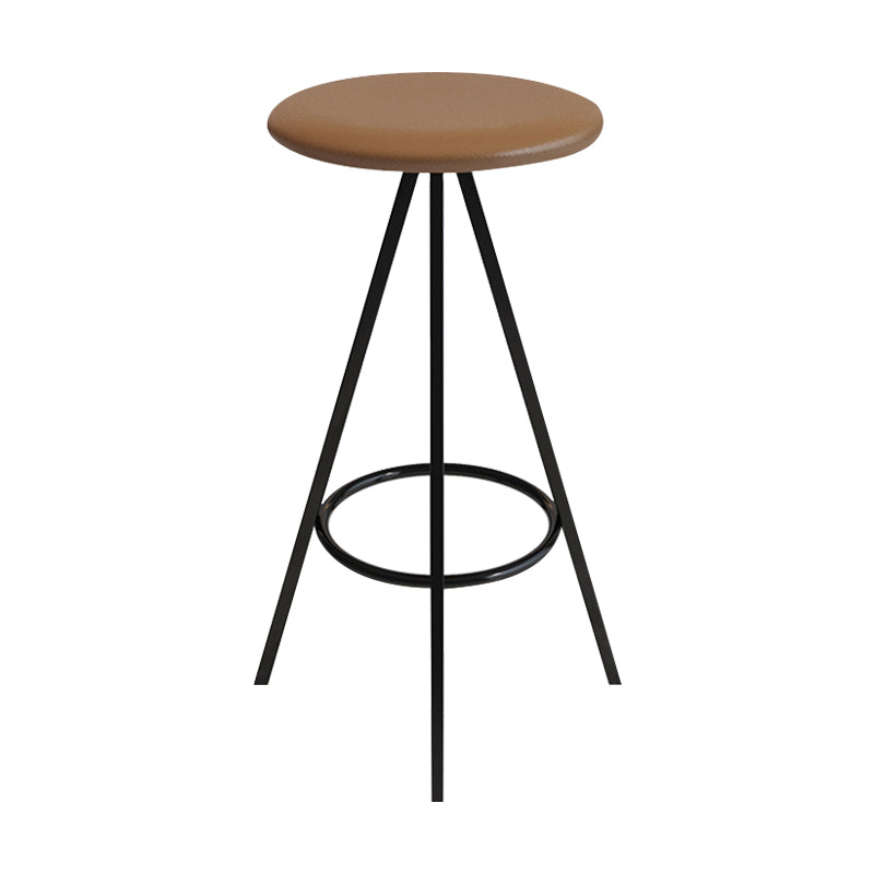 Industrial Style Barstools Leather Seats Metal 3 Legs Counter Stools for Dining Room
